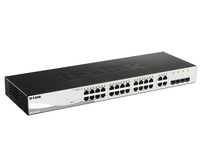 Коммутатор D-Link DES-1210-28, Настраиваемый коммутатор WebSmart с 24 портами 10/100Base-TX, 2 портами 10/100/1000BASE-T, 2 комбо-портами 100/1000BASE-T/SFP