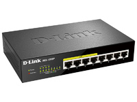 Коммутатор D-Link DGS-1008P с 8 портами 10/100/1000 (4 порта с поддержкой PoE + 4 порта без поддержки PoE)